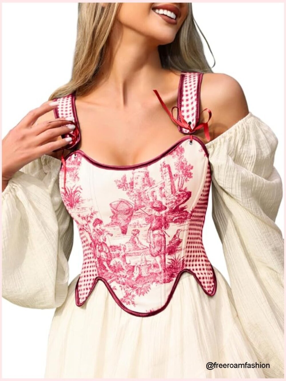 Women's Renaissance Corset Overbust Bustier Top Lace Up Vintage Country